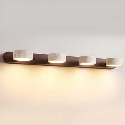 LED Wandlamp van Travertijn met Hout – Architectonisch Design