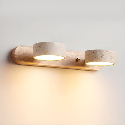 LED Wandlamp van Travertijn met Hout – Architectonisch Design