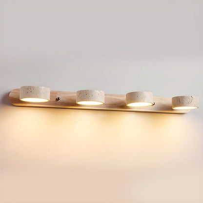 LED Wandlamp van Travertijn met Hout – Architectonisch Design