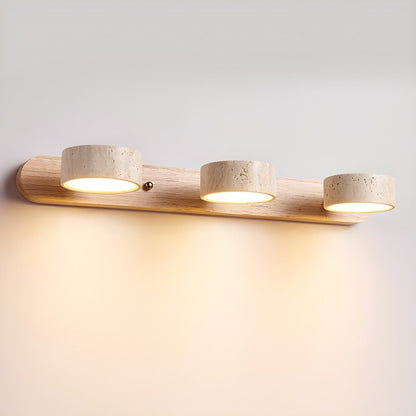 LED Wandlamp van Travertijn met Hout – Architectonisch Design