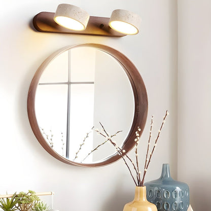 LED Wandlamp van Travertijn met Hout – Architectonisch Design