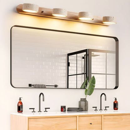 LED Wandlamp van Travertijn met Hout – Architectonisch Design