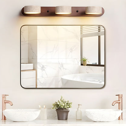 LED Wandlamp van Travertijn met Hout – Architectonisch Design