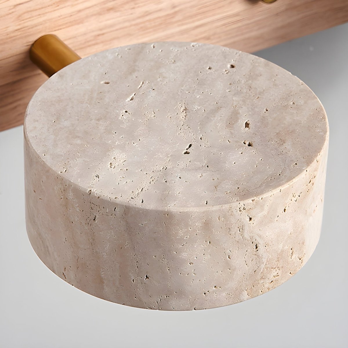 LED Wandlamp van Travertijn met Hout – Architectonisch Design