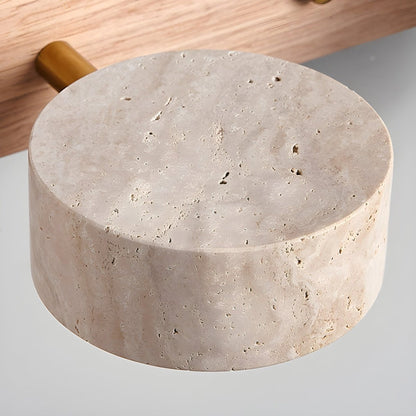 LED Wandlamp van Travertijn met Hout – Architectonisch Design