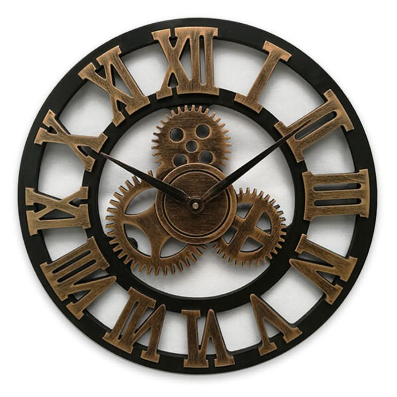 Retro industrie-wandklok met tandwieldesign van MDF-hout