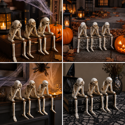 Skelet-figuren set van 3 kunsthars decoratie schoorsteenmantel Halloween