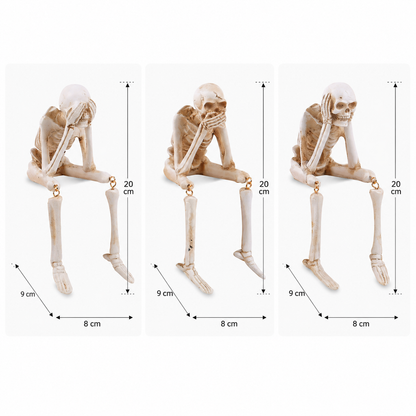 Skelet-figuren set van 3 kunsthars decoratie schoorsteenmantel Halloween