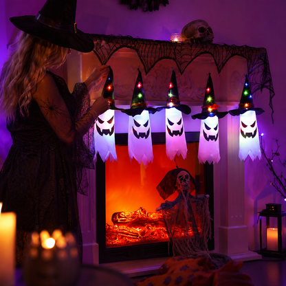Halloween lichtslinger met geisterlantaarns – 5 LED geesten warmwit