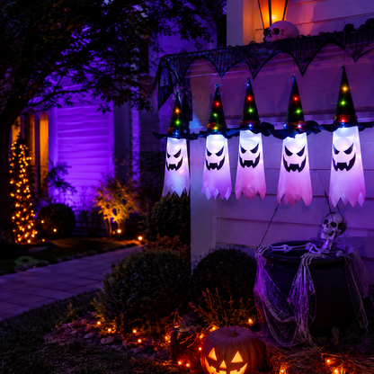 Halloween lichtslinger met geisterlantaarns – 5 LED geesten warmwit