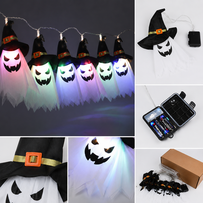 Halloween lichtslinger met geisterlantaarns – 5 LED geesten warmwit