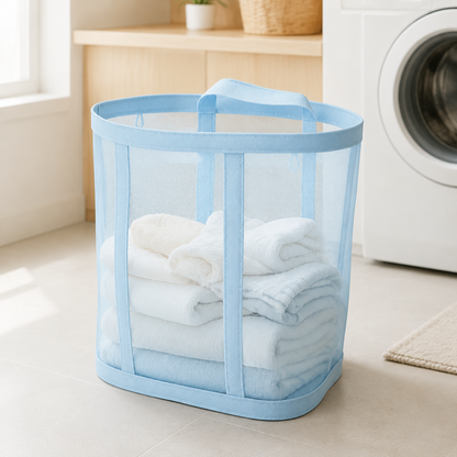Opvouwbare wasmand van nylon mesh – ruimtebesparend en geventileerd