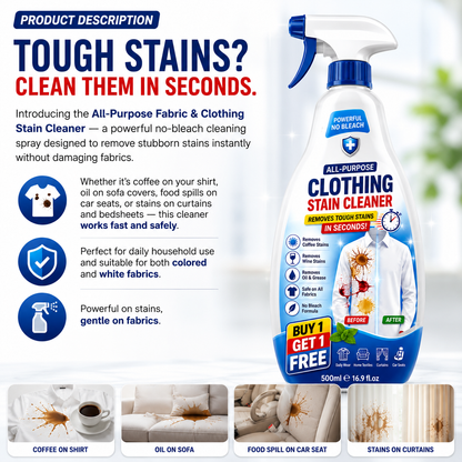 StainClean – Krachtige Textielvlekkenverwijderaar voor vlekkeloos schone stoffen [1 + 1 Gratis]