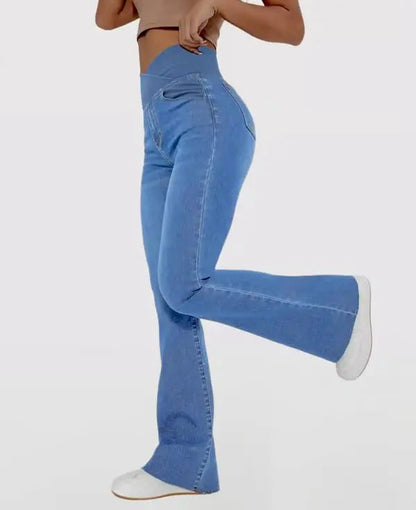 Maxim™ – Dames high-waist stretchjeans met flatterende uitlopende pijpen [50% Korting]
