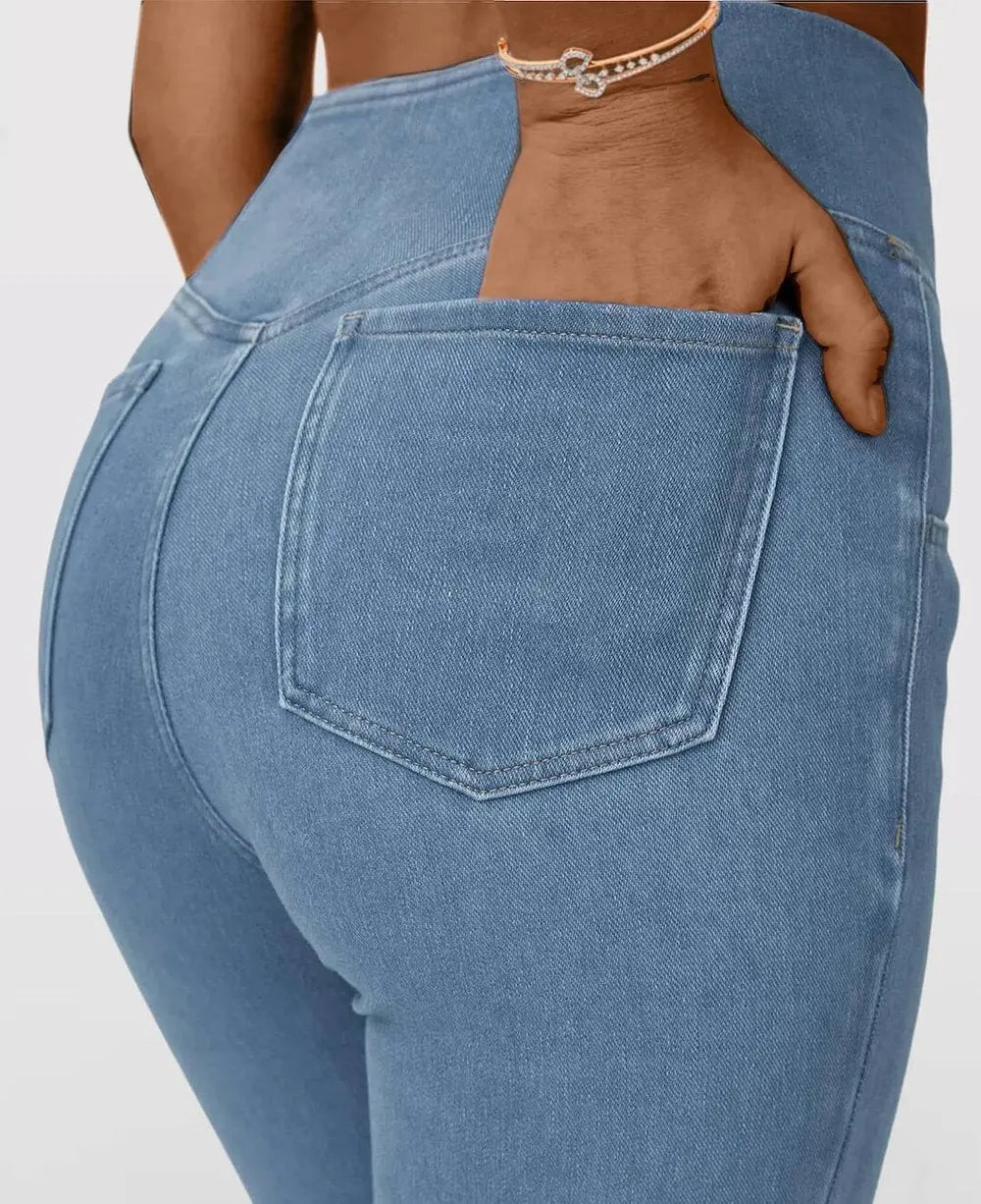 Maxim™ – Dames high-waist stretchjeans met flatterende uitlopende pijpen [50% Korting]