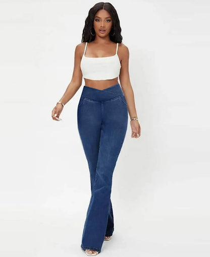 Maxim™ – Dames high-waist stretchjeans met flatterende uitlopende pijpen [50% Korting]