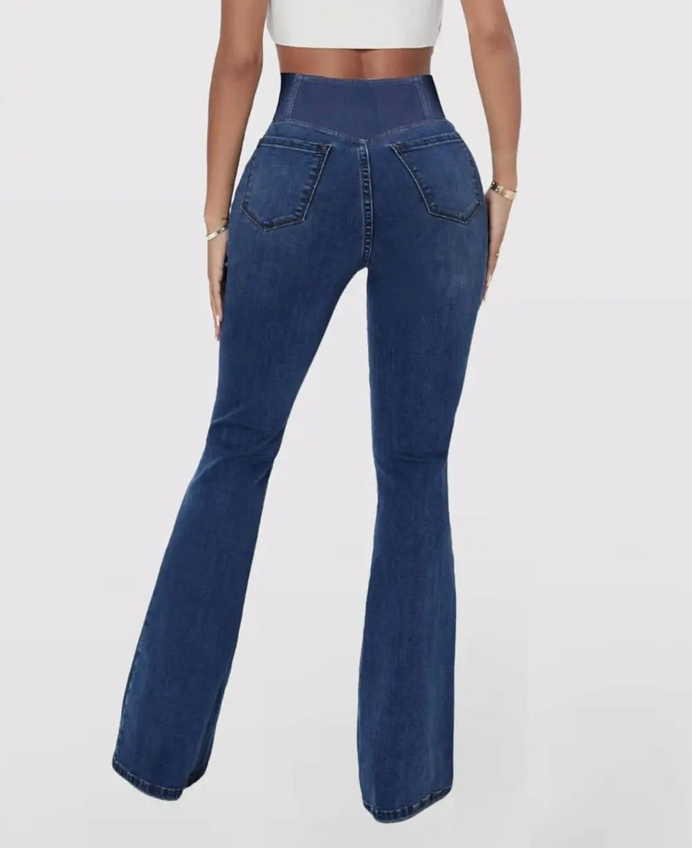 Maxim™ – Dames high-waist stretchjeans met flatterende uitlopende pijpen [50% Korting]