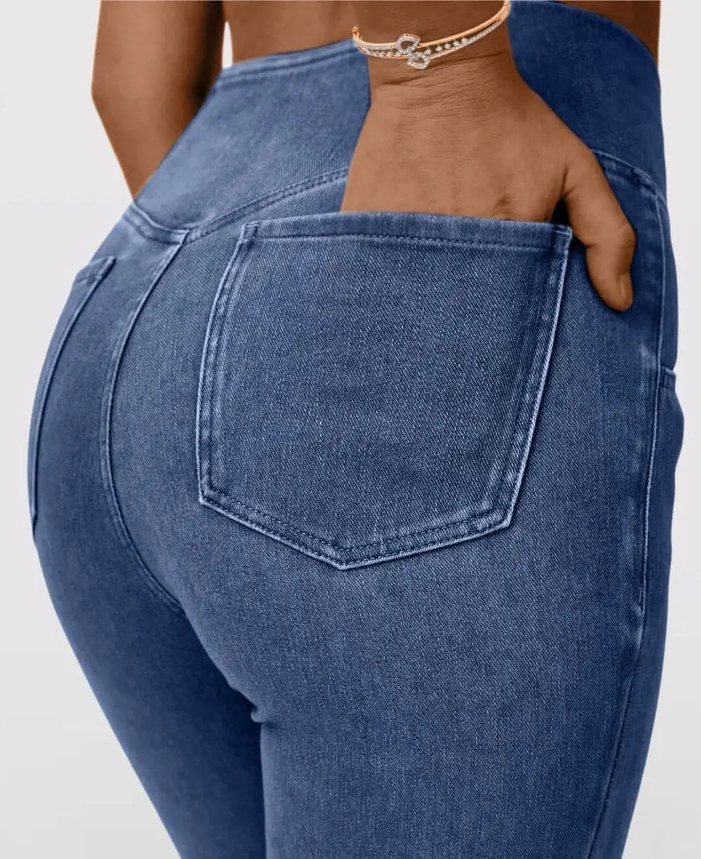 Maxim™ – Dames high-waist stretchjeans met flatterende uitlopende pijpen [50% Korting]