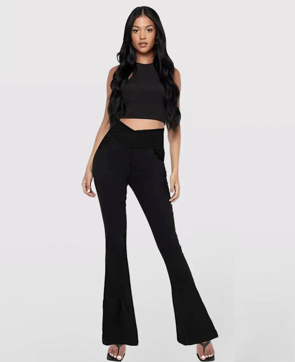 Maxim™ – Dames high-waist stretchjeans met flatterende uitlopende pijpen [50% Korting]