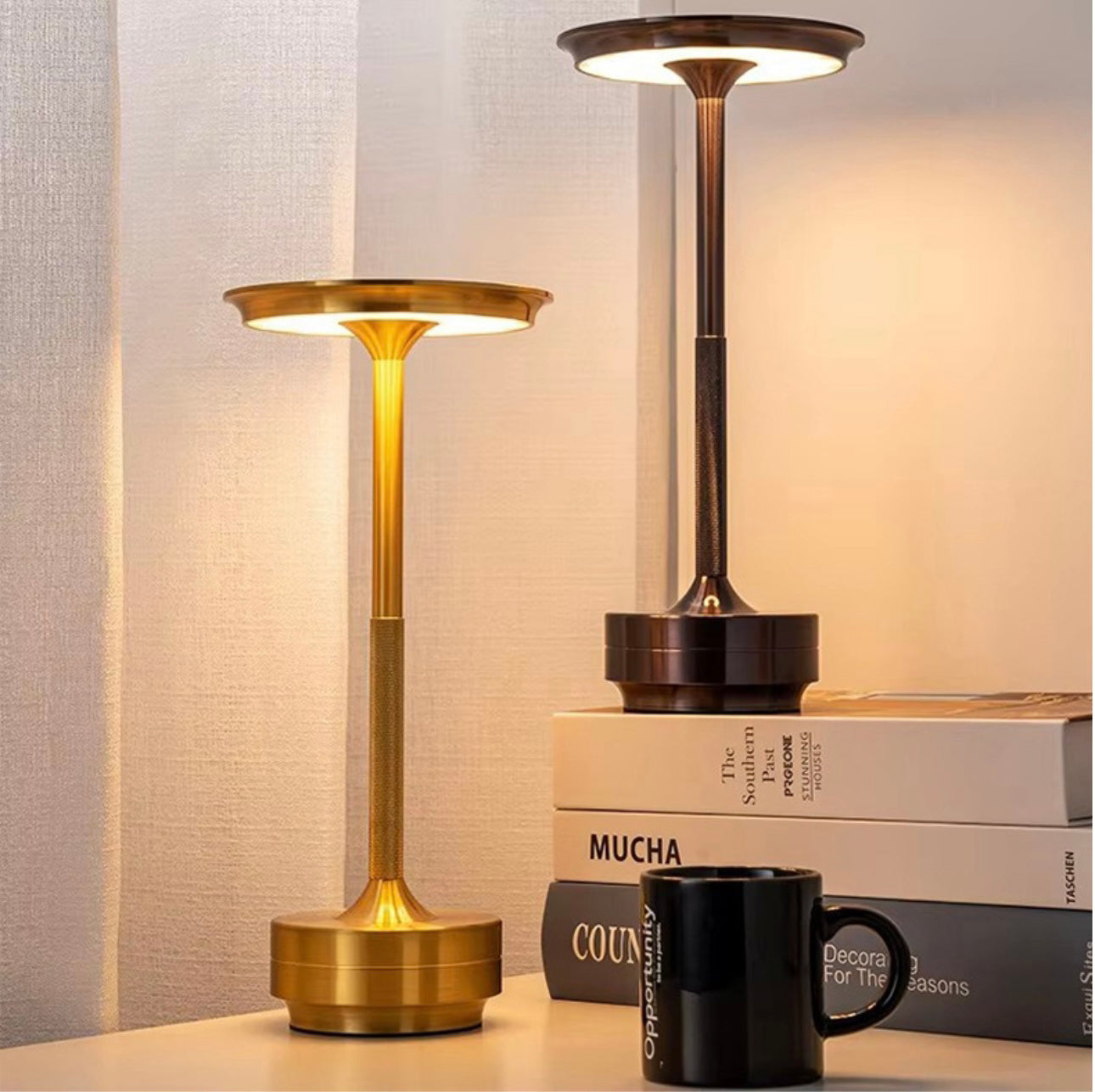 Draadloze LED-tafellamp met touch-dimmer van aluminium IP44