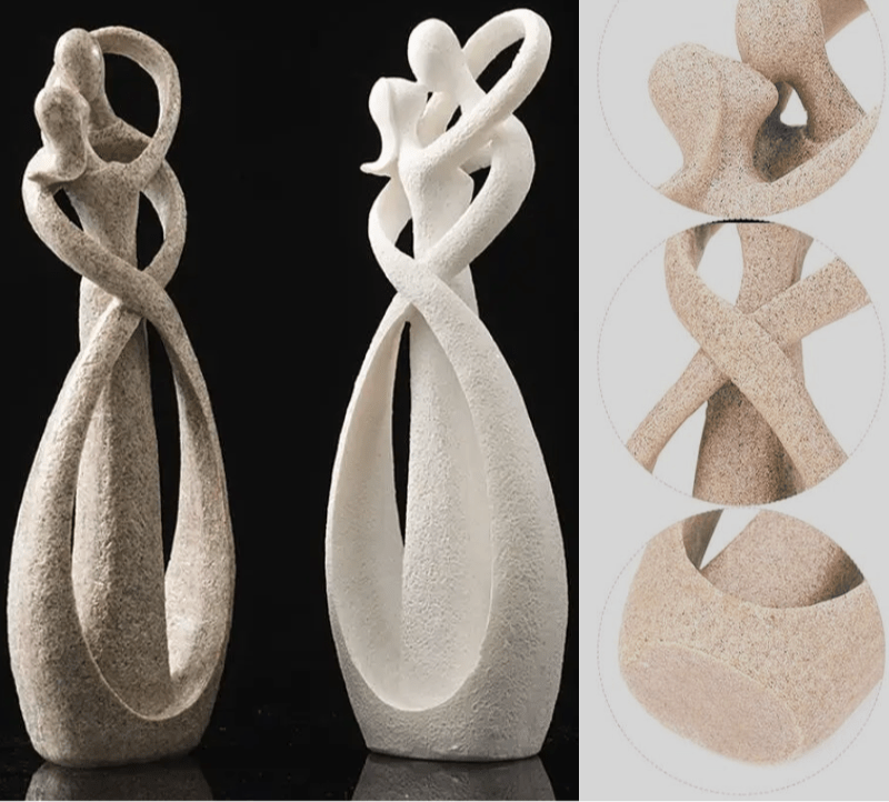 Abstracte liefdessculptuur van keramiek – modern woondekor
