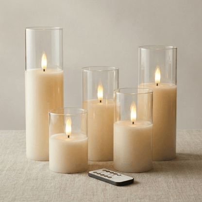 Vlamloze LED Kaarsen Set met Timer – 9 Stompkaarsen