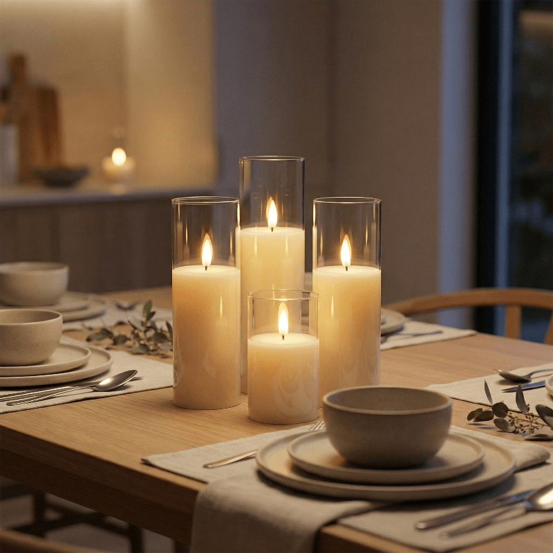 Vlamloze LED Kaarsen Set met Timer – 9 Stompkaarsen