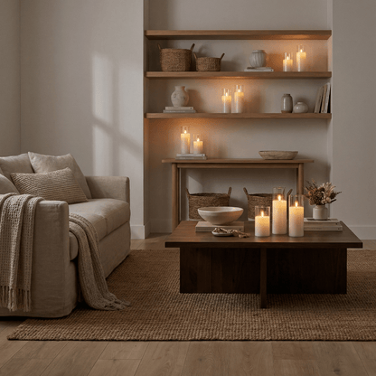 Vlamloze LED Kaarsen Set met Timer – 9 Stompkaarsen