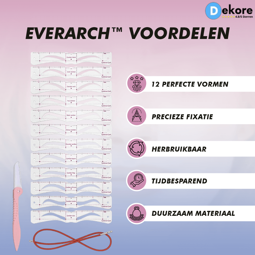 EverArch™ Wenkbrauwsjablonen Set – 12 Vormen voor Perfecte Wenkbrauwen
