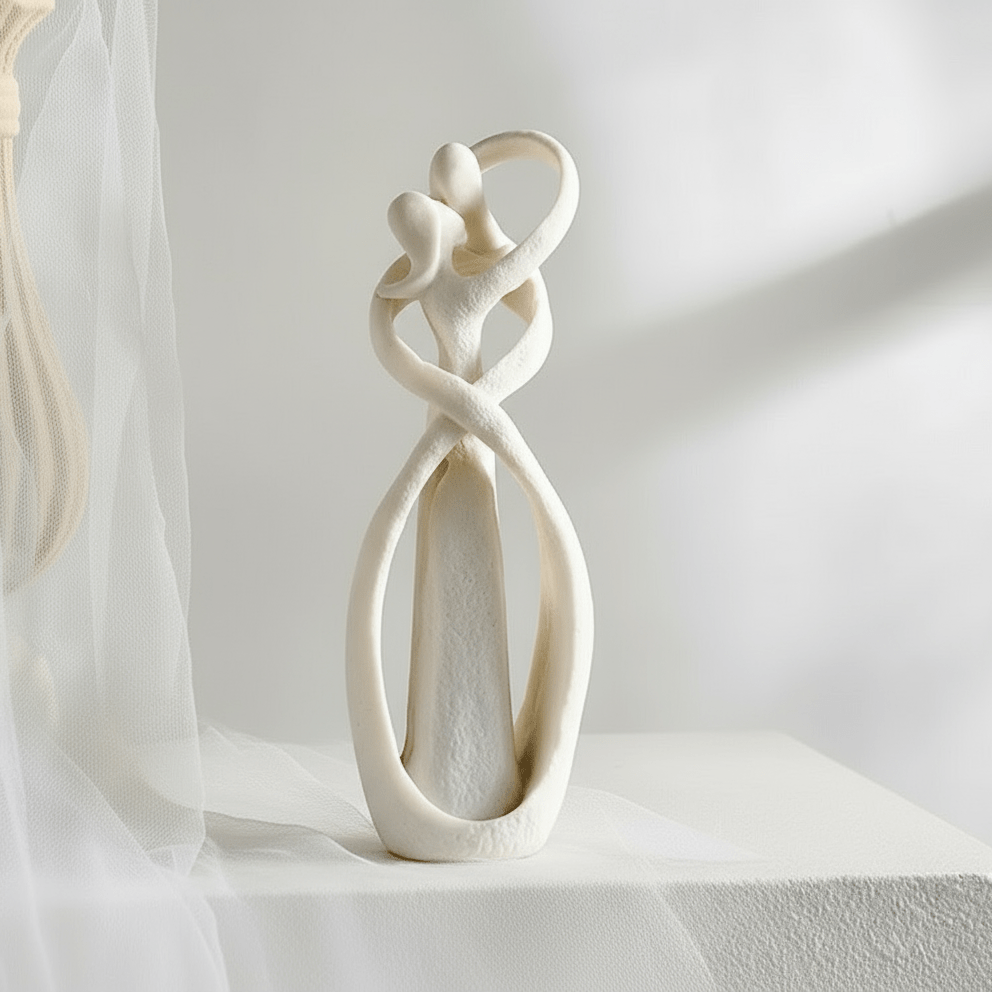 Abstracte liefdessculptuur van resin – Elegante decoratief beeldje