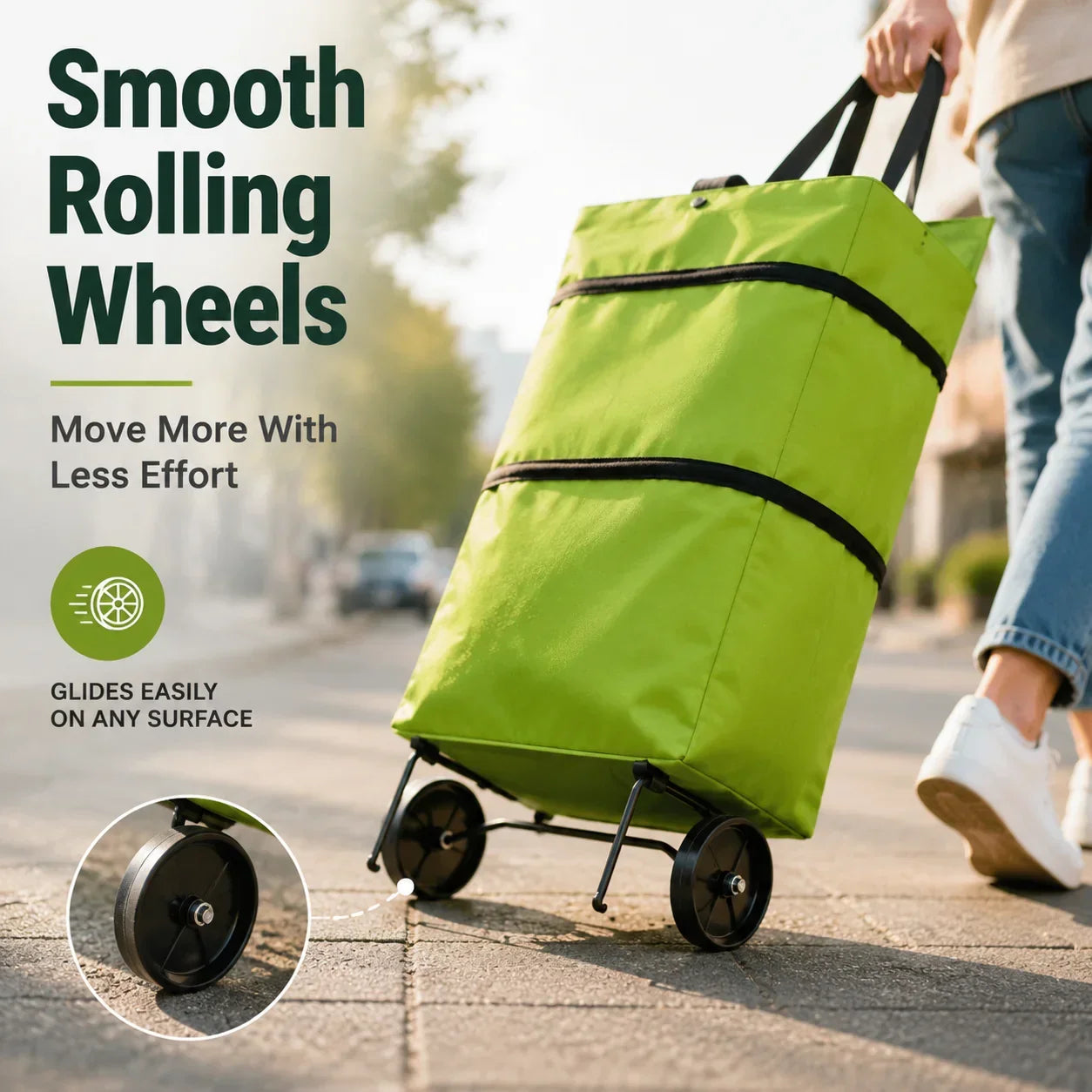 Opvouwbare boodschappentas met wielen – 2-in-1 draagtas en trolley