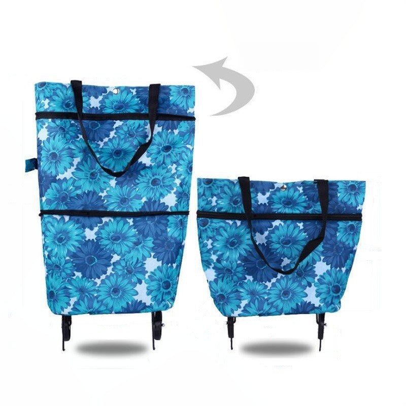 Opvouwbare boodschappentas met wielen – 2-in-1 draagtas en trolley
