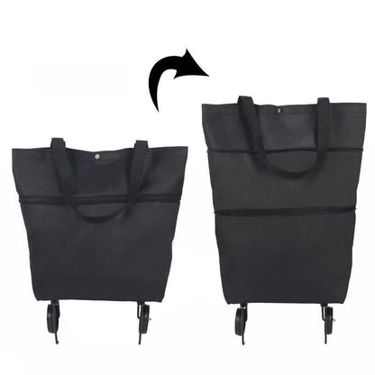 Opvouwbare boodschappentas met wielen – 2-in-1 draagtas en trolley