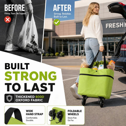 Opvouwbare boodschappentas met wielen – 2-in-1 draagtas en trolley