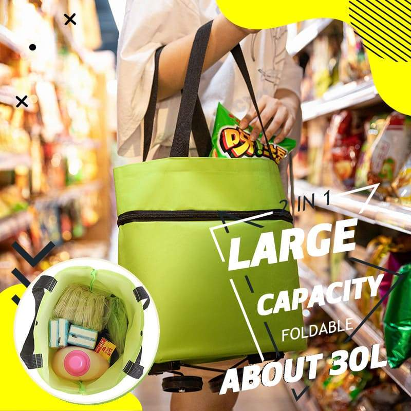 Opvouwbare boodschappentas met wielen – 2-in-1 draagtas en trolley