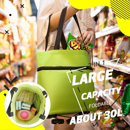 Opvouwbare boodschappentas met wielen – 2-in-1 draagtas en trolley
