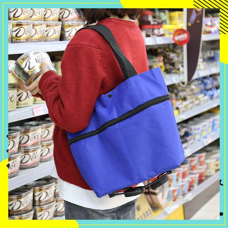 Opvouwbare boodschappentas met wielen – 2-in-1 draagtas en trolley