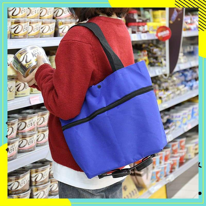 Opvouwbare boodschappentas met wielen – 2-in-1 draagtas en trolley