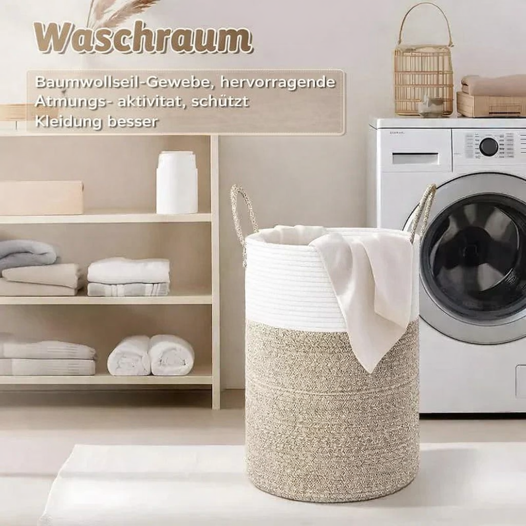 Opvouwbare wasmand van katoenen touw – 60 liter opbergmand