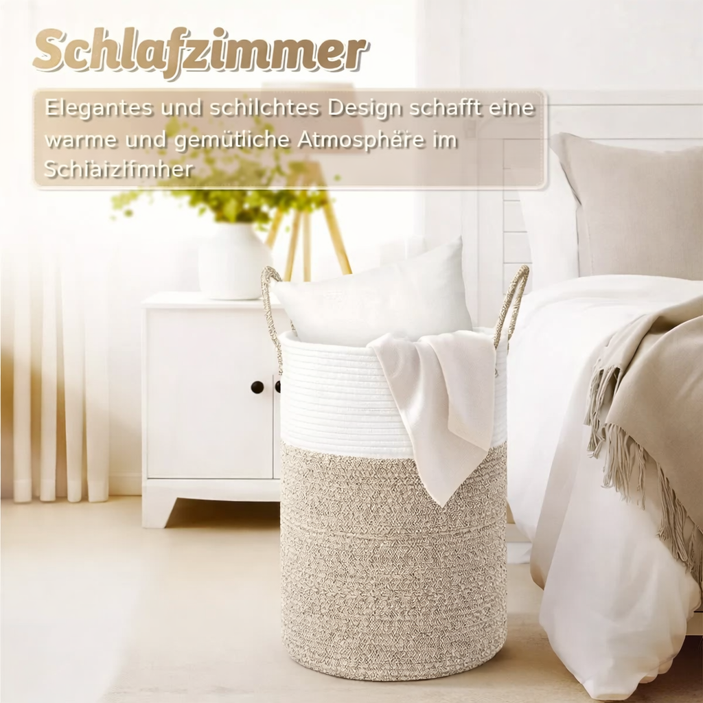 Opvouwbare wasmand van katoenen touw – 60 liter opbergmand