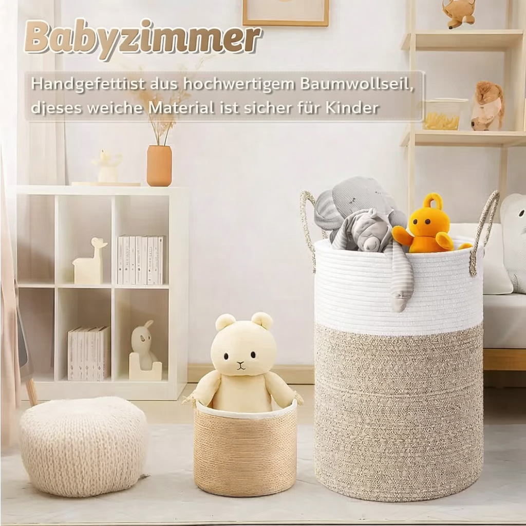 Opvouwbare wasmand van katoenen touw – 60 liter opbergmand