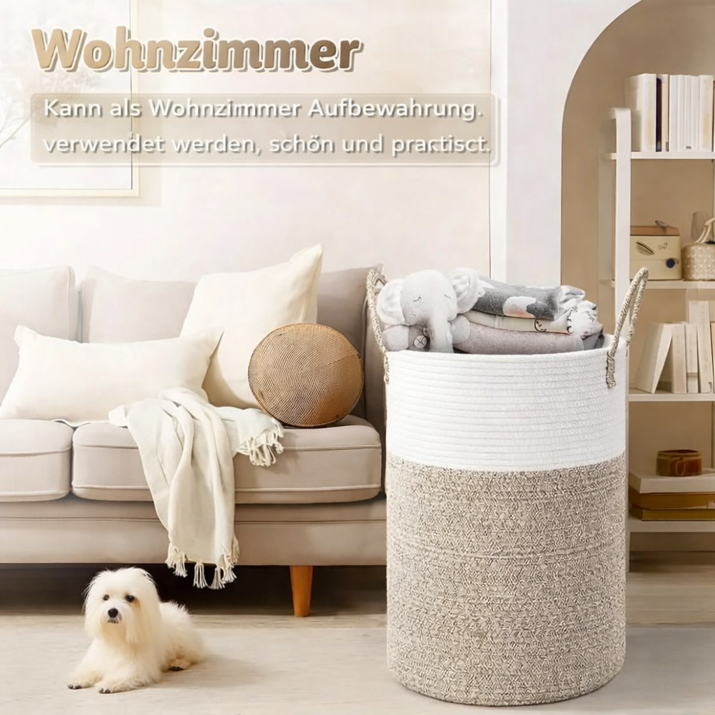 Opvouwbare wasmand van katoenen touw – 60 liter opbergmand