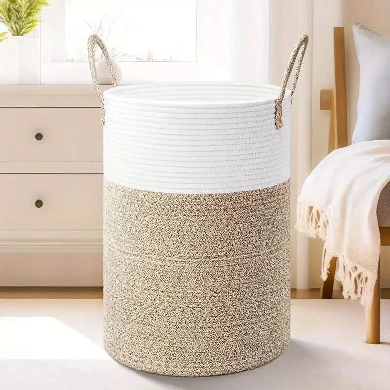 Opvouwbare wasmand van katoenen touw – 60 liter opbergmand