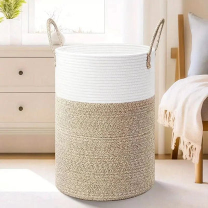 Opvouwbare wasmand van katoenen touw – 60 liter opbergmand