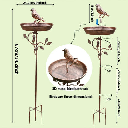 Vogelbad met grondpen – decoratieve tuinschaal voor wilde vogels