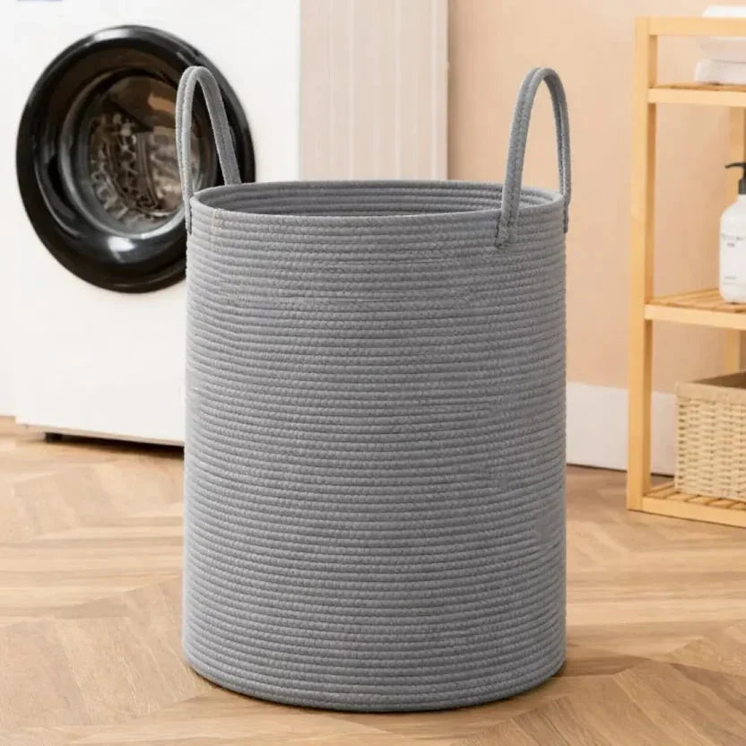 Gevlochten katoenen wasmand 58 liter – opvouwbaar en ruimtebesparend