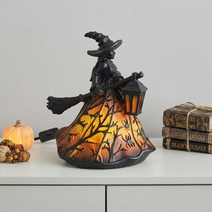 Heksen-decoratielamp met lantaarn – sfeervolle LED-verlichting voor de herfst