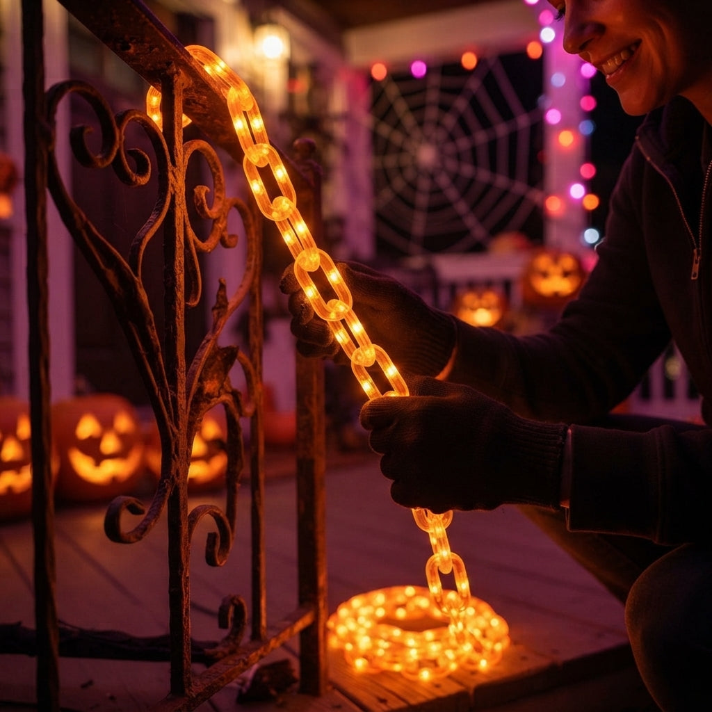 Zonne-energie LED Lichtsnoer Buiten – Decoratieve Tuinverlichting Oranje