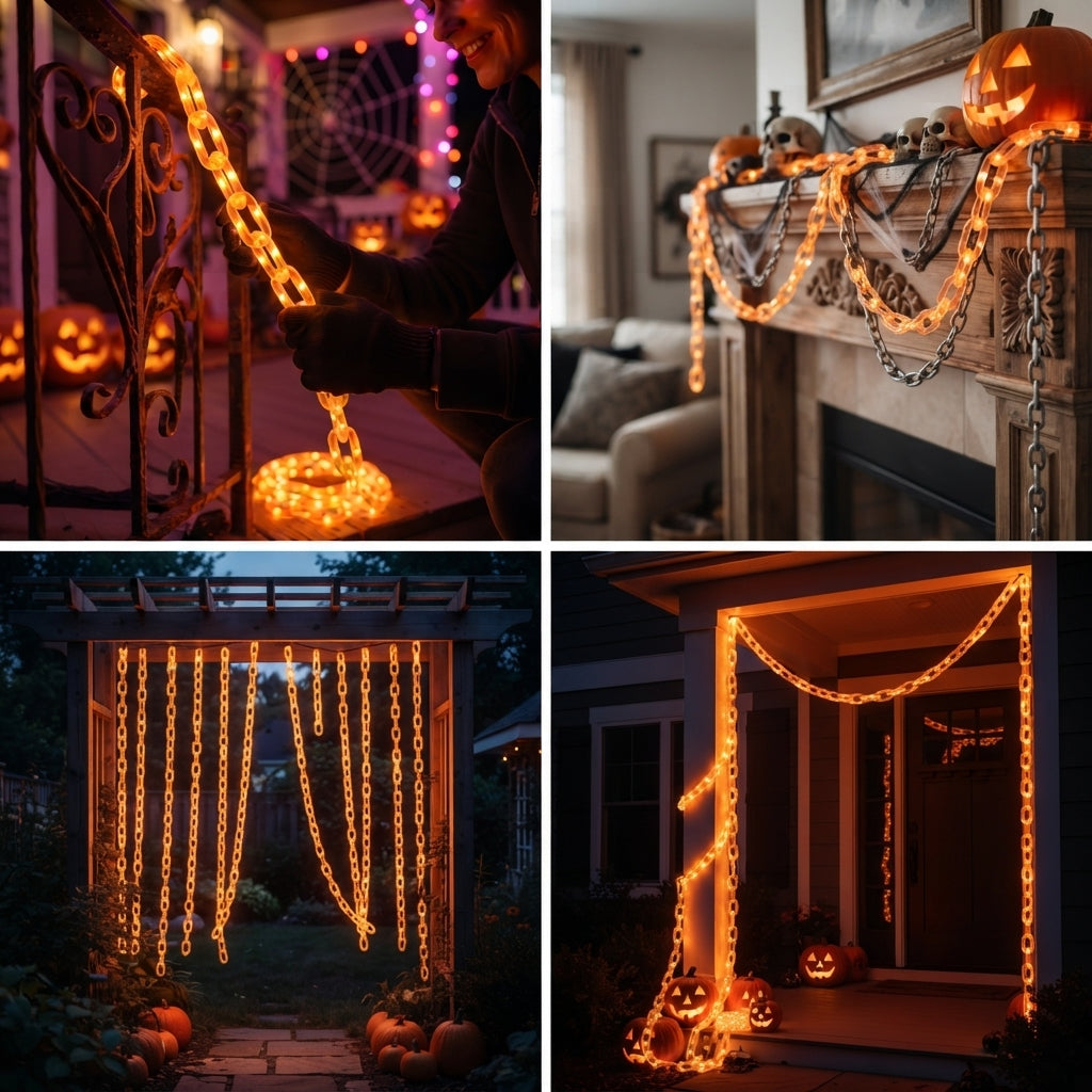 Zonne-energie LED Lichtsnoer Buiten – Decoratieve Tuinverlichting Oranje