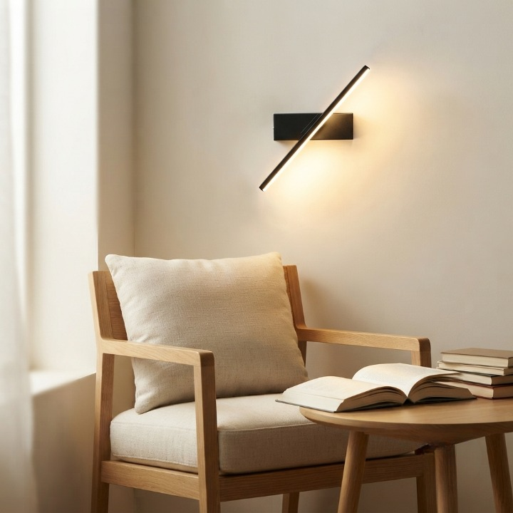 LED wandlamp zwenkbaar 330° met 3 lichtkleuren van aluminium
